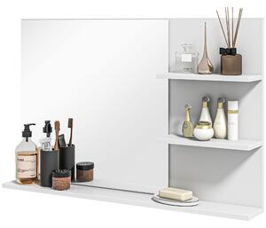 Specchiera Bagno a Parete 75x10x48 cm con 2 Mensole e 1 Ripiano Bianco