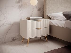 Comodino 2 cassetti Beige e Dorato - ELONARIA di PASCAL MORABITO