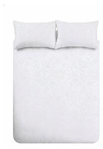 Set copripiumino e federa bianco in jacquard per letto matrimoniale 200x200 cm Fleur Matelassé – Bianca