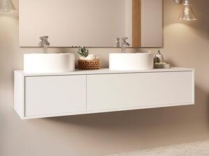 Mobile bagno sospeso bianco con doppio lavabo rotondo - L150 cm - ISAURE II