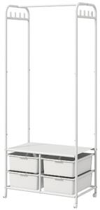 Stender Appendiabiti con Scarpiera a 4 Cesti 63x37x153 cm in Acciaio e Plastica Bianco