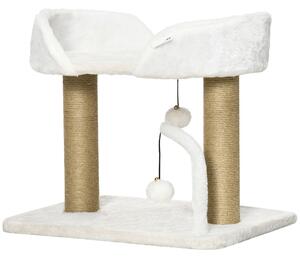 Torre per Gatti max 5 Kg con Tiragraffi e Palline 48x38x42 cm in Poliestere e Juta Giallo e Bianco