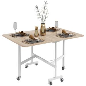 Tavolo Pieghevole Salvaspazio 120x80x73 cm in MDF e Acciaio Marrone
