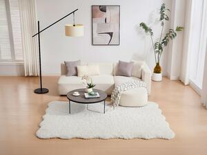 Tappeto shaggy a pelo lungo con bordi ondulati - 200 x 290 cm - Bianco - NERIDA