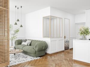 Vetrata angolare L120 x L60 x H130 in Alluminio termolaccato Naturale chiaro Stile atelier - BAYVIEW