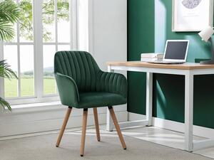 Sedia con braccioli Velluto e Metallo effetto legno Verde scuro - Lotto di 2 - ELEANA