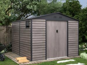 Casetta da giardino 8,94 m² in Acciaio galvanizzato effetto legno Grigio - ADELMO