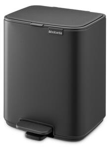 Cestino per la spazzatura grigio scuro in acciaio con pedale 7 l Bo – Brabantia