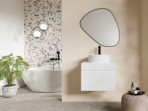Mobile sotto lavabo sospeso scanalato 60 cm Bianco con piano di appoggio - SATARA