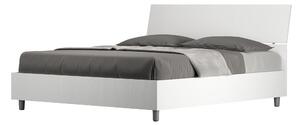 Letto Matrimoniale 160x200 cm con Rete e Contenitore Testata Inclinata Demas Bianco Frassino