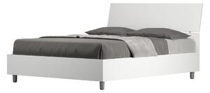 Letto Matrimoniale Francese 140x200 cm con Rete e Contenitore Testata Inclinata Demas Bianco Frassino