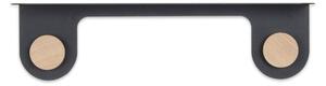 Mensola da parete in acciaio nero con dettaglio in legno di quercia con 2 ganci , lunghezza 50 cm Hook - Gazzda