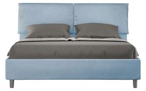 Letto Matrimoniale 160x190 cm con Rete e Contenitore Mados Azzurro