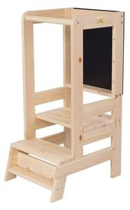 Torre di apprendimento di colore naturale in pino massiccio Montessori – Meowbaby