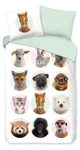 Set copripiumino e federa da bambini in cotone per letto singolo ed esteso 140x220 cm Young Animals – Good Morning