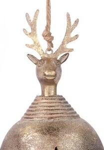 Sfera campanello metallo renna oro cm 14x14x24