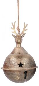 Sfera campanello metallo renna oro cm 14x14x24