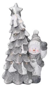 Albero resina led con pupazzo di neve bianco cm 26x17,5xh44