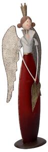 Angelo metallo con cuore oro e rosso cm 14,5x8,5xh45