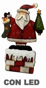 Babbo natale in legno con 7 led cm 28x3xh43