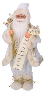 Babbo natale in tessuto con regali e lista bianco oro cm xh60