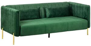 HOMCOM Divano 3 Posti Moderno con Cuscini Imbottiti, Gambe in Acciaio e Tessuto Vellutato, 200x88x76 cm, Verde|Aosom