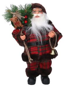 Babbo natale in tessuto scozzese rosso cm xh45
