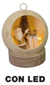 Babbo natale in metallo led dentro pallina oro cm Ø11xh15