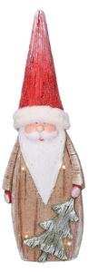 Babbo natale in resina led con albero rosso cm 19x10xh55,5