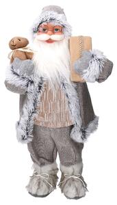 Babbo natale in tessuto grigio e beige cm xh60
