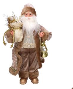 Babbo natale in tessuto con lanterna oro cm xh45