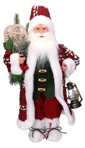 Babbo natale in tessuto con lanterna verde e rosso cm xh45