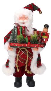 Babbo natale in tessuto damascato rosso con pacchi regalo cm xh30