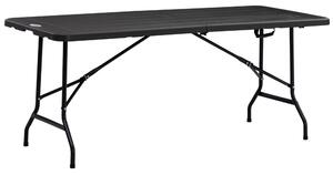 Outsunny Tavolo da Giardino Pieghevole per 6 Persone in Acciaio e HDPE, 180x75.5x73cm, Grigio Scuro|Aosom