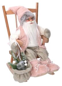 Babbo natale in tessuto su sedia rosa cm xh30