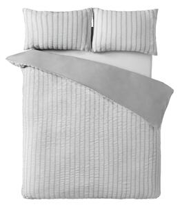 Set copripiumino e federa grigio per letto singolo 135x200 cm So Soft Seersucker Stripe – Catherine Lansfield