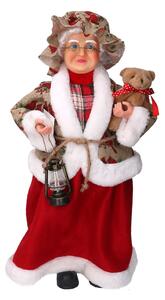 Babbo natale in tessuto signora uccellini rosso cm xh45