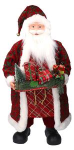 Babbo natale in tessuto damascato rosso con pacchi regalo cm xh80