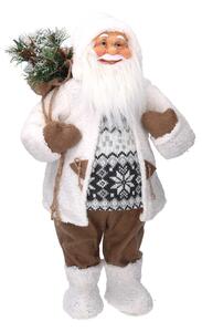 Babbo natale in tessuto con led bianco e marrone cm xh45