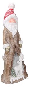 Babbo natale in resina tronco innevato con led marrone cm 23,5x16,5xh58