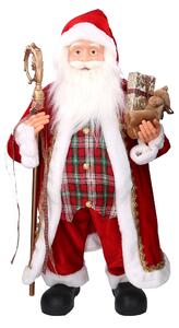 Babbo natale in tessuto rosso con bastone cm xh80