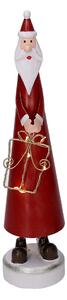 Babbo natale in metallo rosso con led cm 7,5x7,5xh31,5