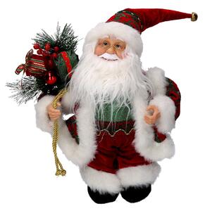 Babbo natale in tessuto bordeaux con musica e movimento cm xh35,5
