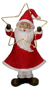Babbo natale in resina rosso con stella led cm 16x10xh28