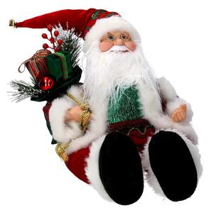 Babbo natale in tessuto bordeaux seduto con musica e movimento cm xh35,5