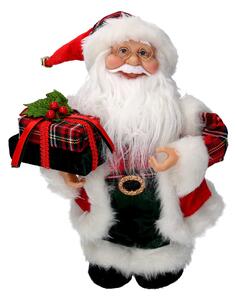 Babbo natale in tessuto rosso con regali, musica e movimento cm xh35