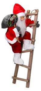 Babbo natale in tessuto rosso su scala cm xh45