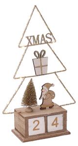 Calendario legno albero oro con led cm 18x7,5xh31