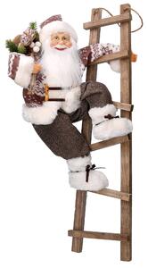 Babbo natale in tessuto bianco su scala cm xh45