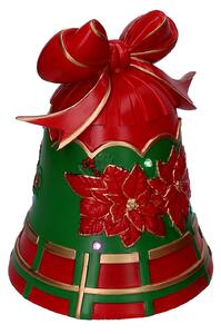 Campana resina fiori verde e rosso con led cm 20x19xh25